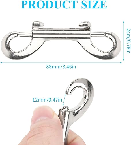 Moschettone a Doppia Estremità 6Pz Doppia Moschettoni in Acciaio Inox Gancio a Scatto con Bullone a Doppia per Trekking Cane Guinzaglio Secchio D'acqua 87mm - Honorern