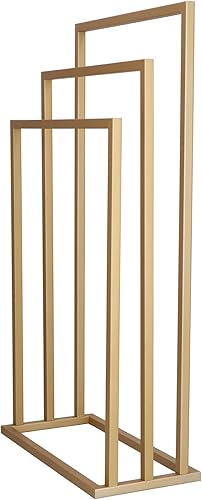 SPRINGOS Portasciugamani autoportante in metallo, altezza 86 cm, 3 aste, portasciugamani da bagno - Honorern