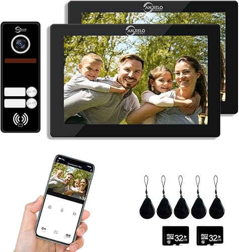 Citofono cablato per appartamenti, campanello a 2 famiglie, display touchscreen da 7 pollici, supporto di sblocco, citofono bidirezionale, rilevamento del movimento (bianco) - Honorern