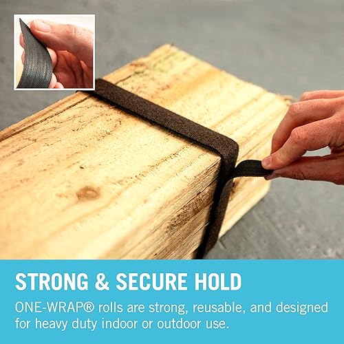 Velcro VEL-EC60253 Cravatte riutilizzabili di marca One-Wrap, 10 mm x 5 m, colore nero, 10mm x 5m - Honorern