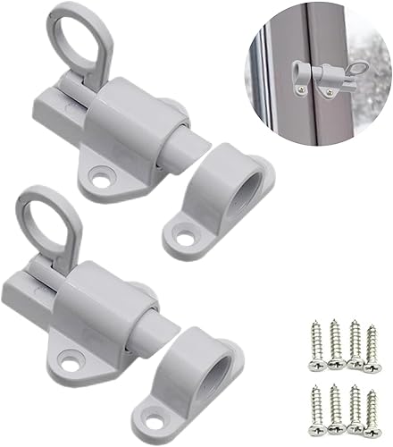 2 Pezzi Chiavistello Automatico per Porta, Molla con Viti Chiavistello per Porta, Alluminio Chiusura Scatto, per Finestre,Porte in Legno,Porte da Cortile,Ante Armadietti - Honorern