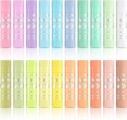 Bastoncini di vernice a tempera, 20 colori pastello, vernice a tempera solida per bambini, asciugatura super rapida, funziona alla grande su carta, legno, vetro, tela in ceramica - Honorern