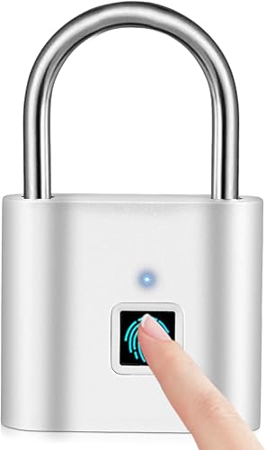 SPORWAY Serratura di impronte digitali: lucchetto di ricarica USB senza chiave IP55 impermeabile lucchetto, piccolo lucchetto con impronte digitali per Gym, ufficio, casa, giardino, armadio (argento) - Honorern