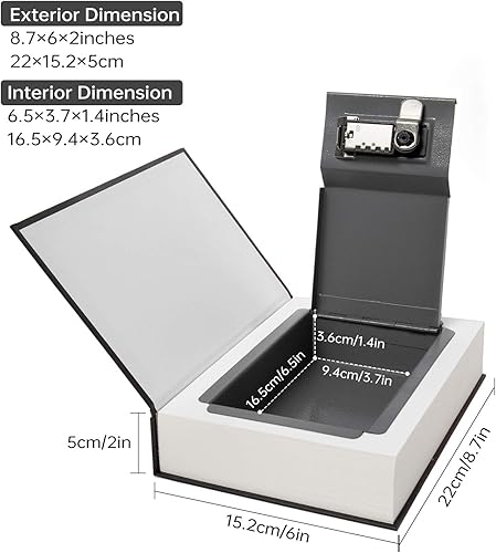 Cassaforte a forma di libro in vera carta, scatola portaoggetti con codice di blocco/chiave, cassaforte a forma di libro sfogliabile (combinazione, Bibbia) - Honorern