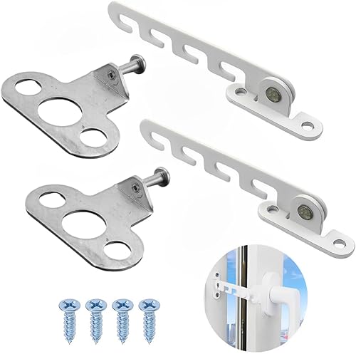 EYVRPAU 2 Set Finestra Limitatore Sicurezza Limitatore Apertura Finestra Ferma Finestre Antivento Manopole Ribaltabili Per Finestre Serratura Per Finestra Con 4 Viti Per La Regolazione Della Finestra - Honorern