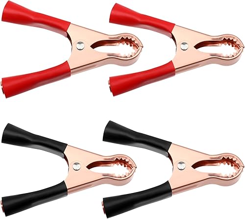 4 morsetti a coccodrillo per auto, 50 A, grandi morsetti per batteria per cavo di avviamento, isolati, cavi di avviamento, morsetti con manico in plastica isolata, morsetti per cavo di - Honorern