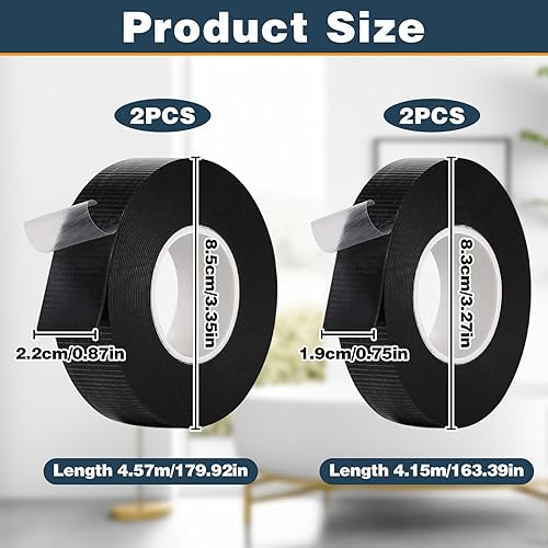 4PCS Nastro Autoagglomerante Isolante in Tessuto, Nastro Isolante Nero, Nastro Sigillante Impermeabile in 2 Dimensioni, Nastro Adesivo per La Riparazione di Tubi Flessibili e Cavi Elettrici - Honorern
