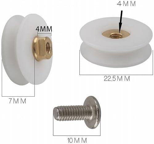 CARMOTTER 4/8 rulli per porta della doccia, 22 mm, bianco, nylon, ottone, funzionamento silenzioso, resistente all'acqua, facile sostituzione - Honorern