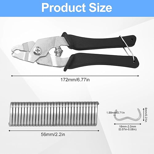 Pinza a clip per salsiccia con 1200 clip: pinza a clip per salsiccia, pinza a clip a M caricata a molla, impugnatura ergonomica per salsicce, pinza per recinzioni, per materassi auto, cuscini, divani - Honorern