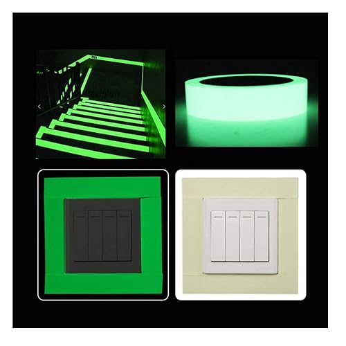 Nastro Luminoso Adesivo, Nastro Bagliore Nel Buio, Verde Fluorescente Luminoso Nastro, Nastro Fluorescente al Buio, Nastro Sicurezza Autoadesivo per scale, pareti, gradini-2.5cmx9.144m - Honorern