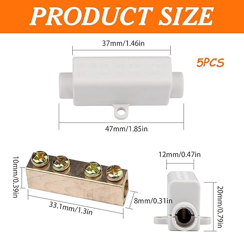 ZYEKIU 5Artículo Connettori in Ottone Conduttore Doppia Viti 1000V 100A Kit Morsettiere Cablaggio Amperometro Morsetto Filo di Testa ABS Connettori Elettrici Morsettiera Elettrica Connettori Cavi - Honorern