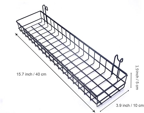 Cestino di Griglia, Organizer per Montaggio A Parete per Griglia A Muro, Organizzatore della Cucina, Stoccaggio del Cavo per Le Forniture Domestiche, Decorazione della Parete(Nero) - Honorern