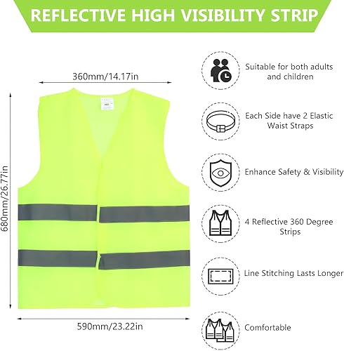 5 Pezzi Giubbotto di Sicurezza, Gilet di Sicurezza Fluorescente, Giubbotto Riflettente, Gilet ad Alta Visibilità per Uomo Donna, Giacche ad Alta Visibilità per Corsa all'aperto Traffico Lvoro - Honorern