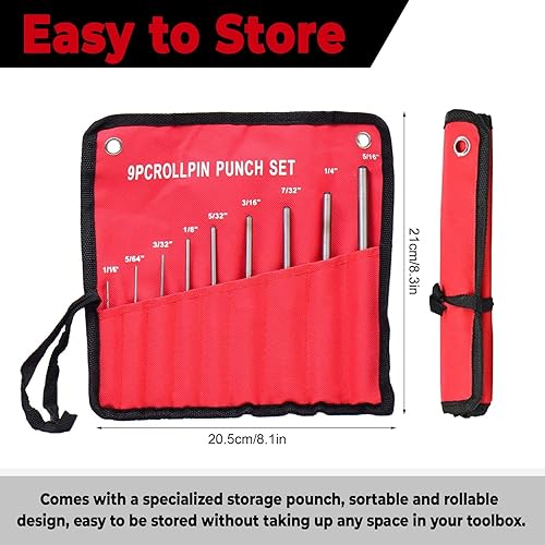 Set di 9 punzoni con custodia, strumento per la rimozione dei perni per la riparazione di gioielli automobilistici, orologi, set di punzoni rotondi in acciaio per cinturino in pelle e occhielli - Honorern