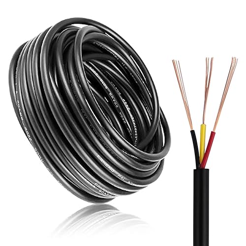 filo elettrico 10M cavo elettrico tripolare 22 AWG fili elettrici PVC Elettrica Cavo Resistente alle Alte Temperature 300V Diametro 3,8 mm Nero Adatto a piccoli elettrodomestici - Honorern