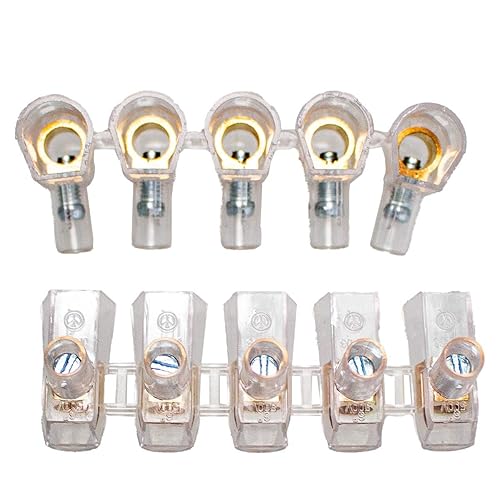 Morsetti Unipolari 2 Stecche da 5 Pezzi, Trasparente Isolante Per Cavi Elettrici (Sezione 6 mm²) - Honorern