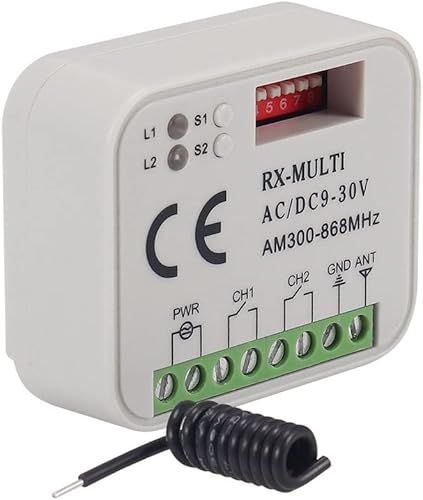 Ricevitore Interruttore 300-868MHz Ricevitore Universale AC/DC 9-30V per Interruttore Garage Controllo Porta Garage - Honorern