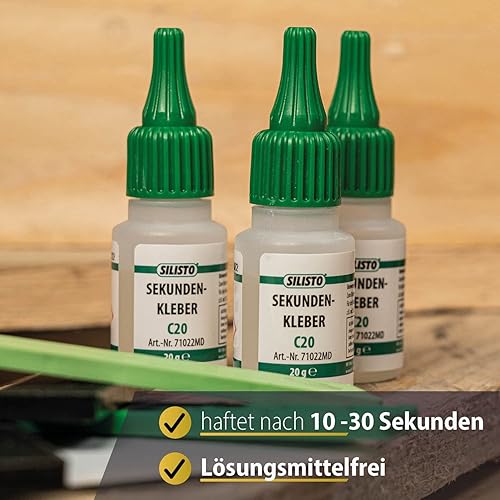 3 X 20 G colla istantanea estremamente forte tenuta Top della qualità, 3 pezzi, trasparente, 71022-3stk - Honorern