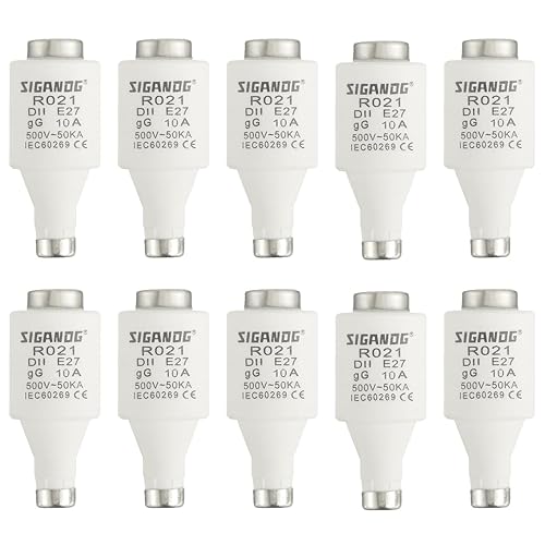 SIGANDG 20A DII E27 R021 Fusibili Ceramici a Spirale gG Diazed Fuse Links 500VAC per la Protezione di Cavi e Linee (Confezione da 10) - Honorern