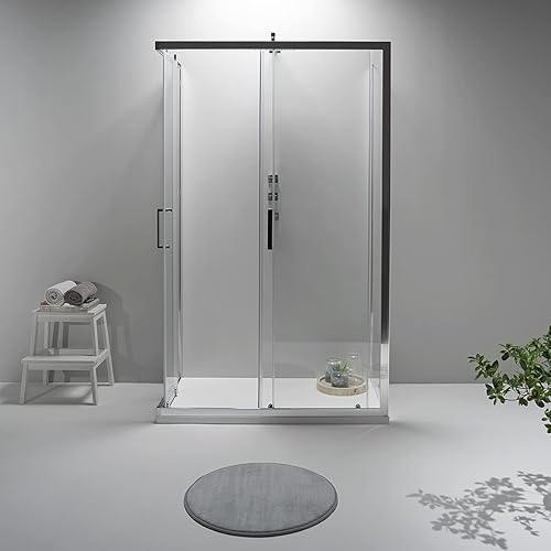 Box Doccia 3 Lati - Cabina Doccia con Porta Scorrevole, Cristallo Temperato 6mm, Anticalcare con Profilo Cromato e Chiusura Magnetica (80x80x80, Trasparente) - Honorern