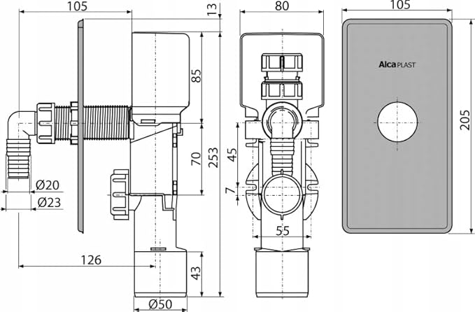 APS3P Sifone da Incasso con valvola di Ventilazione, Cromo - Honorern