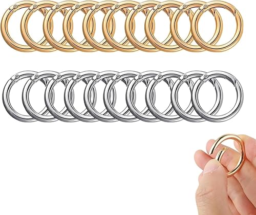 Scatto Molla Rotonda, 28 Pezzi Moschettoni per Borse, Moschettoni Rotondi, Anello Portachiavi 28mm Anelli Aperti, Adatti per Zaini, Borse, Portachiavi, Guinzaglio per cani, Fai Da Te - Honorern