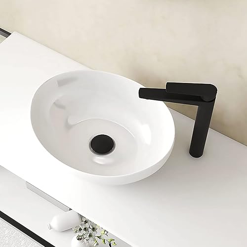 Lavabo in ceramica bianca - Forma ovale - Dimensioni 41 x 33 x 15 cm - Ideale per i piani d'appoggio di bagni e toilette - Design elegante - Honorern
