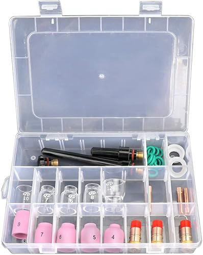 31Pcs TIG Saldatura Torcia per Stubby Gas Lens # 12 Vetro Cup Kit Per WP-17/18/26 - Honorern