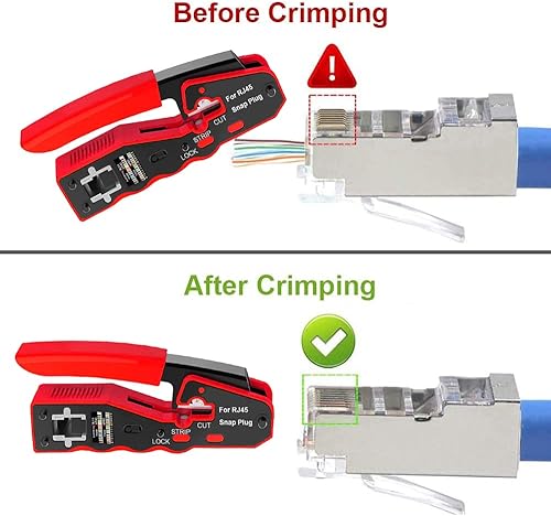 MAYLINE RJ45 Crimping Toolper Cavi di CAT7 Rete a Crimpare Crimpatrice per Strumenti Kit di Rete CAT5 CAT6, Telecomando modulare Pinze rete Cirmpatura per cavo di rete (Grigio) - Honorern