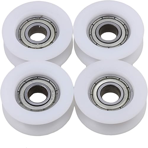 BQLZR 6 x 24 x 9 mm Bianco U Shape Groove Guida Puleggia Cuscinetto a sfere Cuscinetti a sfere per Mobili Puleggia Confezione da 4 - Honorern