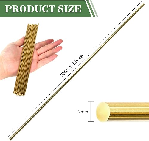 50 Pz Bacchetta per Saldatura Canne in Ottone 2mm*250mm Elettrodi per Ottone Barre Rotonde in Ottone Bacchette per Saldare Rame per Saldatura in Ottone Riparazione Brasatura e Ingegneria - Honorern