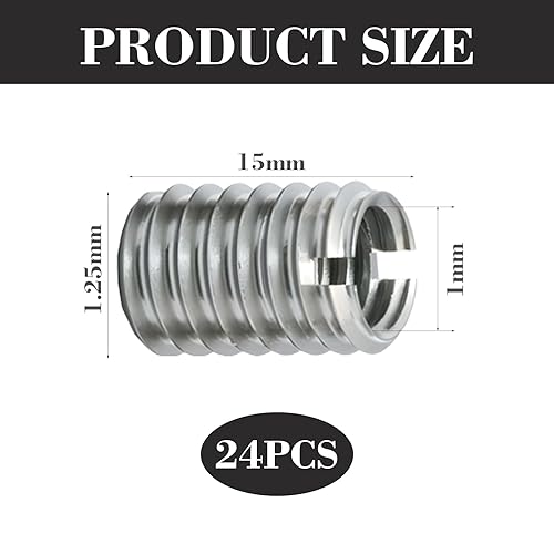 24 pezzi manicotto filettato M6, inserto filettato M8 su M6, argento M8 su dado di riduzione in acciaio inox M6, adatto per mobili, automobili, manutenzione e montaggio - Honorern