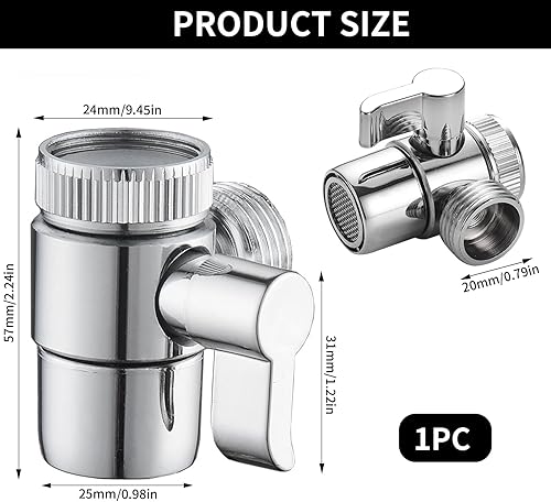 3 Vie Deviatore Doccia Rubinetto, Rubinetto Splitter per Doccia Lega di Ottone M22 a M24, Deviatore Rubinetto Pezzi di Ricambio, Raccordi Selettore Doccia Adatto per Cucina e Bagno - Honorern