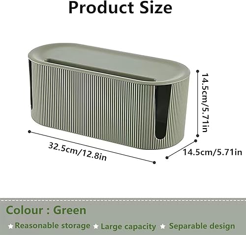 Scatola Cavi con Coperchio, Scatola Nascondi Fili, Gestione Cavi Box, Scatola per La Gestione Dei Cavi, Scatola Organizer per Cavi, per Nascondere i Cavi eLa Striscia di Alimentazione (Verde) - Honorern