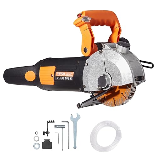 VEVOR Fresa elettrica da parete 5000 giri/min, macchina da taglio a parete, 4800 Watt, 42 mm, per mattoni, granito, marmo, cemento, Notcher Groover con 5 lame per sega - Honorern