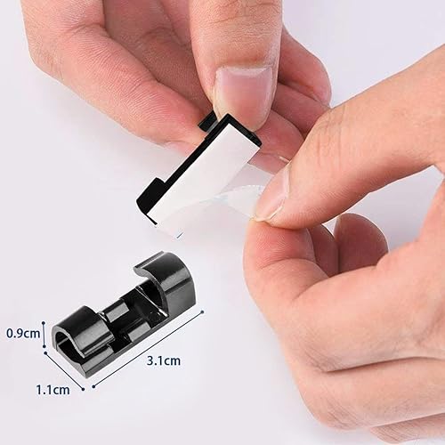 Confezione da 40 clip fermacavi per auto, dash-cam, PC, gestione dei cavi, per casa e ufficio, senza fori, senza viti (nero) - Honorern