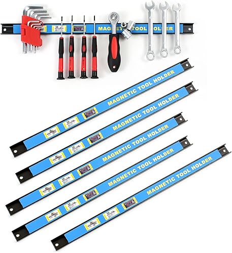 Set di barre magnetiche 6x46 cm Barra porta utensili a parete in acciaio per officina - Honorern