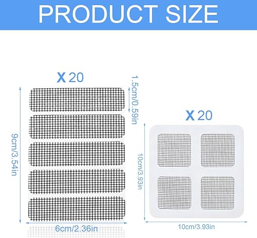 40 Pcs Nastro Ripara Zanzariere Fibra Di Vetro Forte Adesivo Patch Riparazione Finestre Zanzariere Porte - Honorern