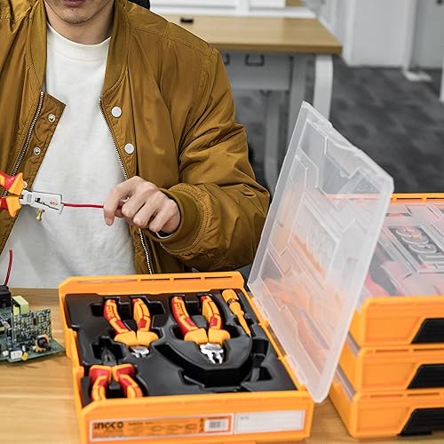 INGCO VDE - Set di 5 pinze isolate da 1000 V, pinze universali da 17,8 cm, pinze da taglio diagonale da 15,2 cm, 1 matita per test HKTV01P051 - Honorern