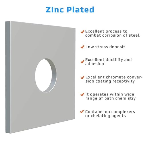 M8 Rondelle a piastra quadrata, rondella rettangolare con foro rotondo, rondella zincata per impieghi gravosi per bulloni/dadi da 8 mm DIN436 (confezione da 25) - Honorern