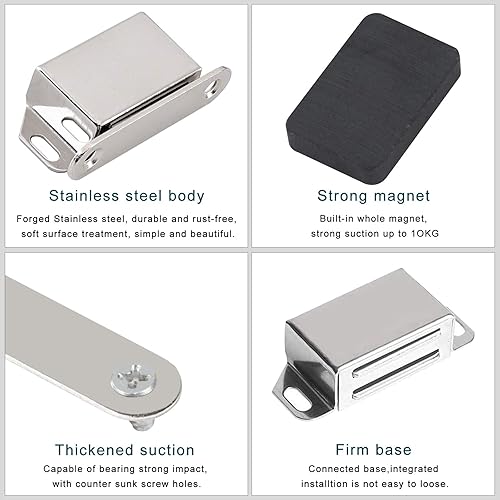 Calamita Porta 6 Pezzi Chiusura Magnetica Inox Cassetto Chiusure Magnetiche per Ante Cucina Mobili - Honorern