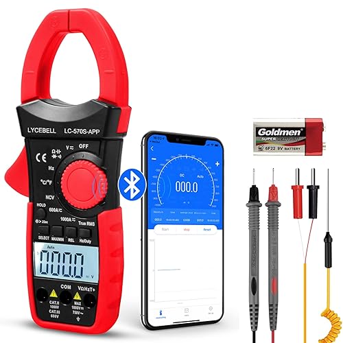 Pinza Amperometrica, LC-570S-APP Bluetooth Multimetro a Pinza TRMS per AC/DC Corrente Tensione Resistenza Cap Frequenza Diodo Continuità Temperatura NCV con Retroilluminazione - Honorern