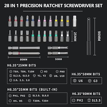 Pozlle 138 in 1 cacciavite multifunzione,Set Cacciaviti Precisione Magnetici Professionali, Kit Cacciavite di Riparazione Portatile per Orologio, Occhiali, Smartphone, PC, Laptop, Tablet, Elettronica - Honorern