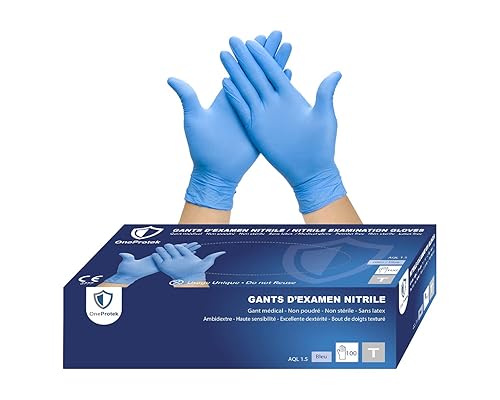Guanti nitrile blu- Taglia M (Medio) - 2x 100 Guanti monouso in nitrile Blu - Senza lattice, senza Polvere - Resistenti e multiuso - Protezione contro agenti chimici - Honorern