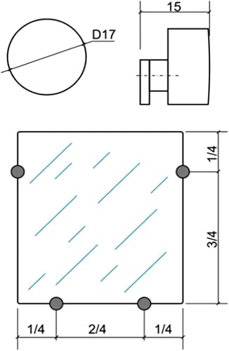 4 x Console con supporto rotondo a parete per specchio in vetro cromato 180°, Ø17 mm, C41783 - Honorern