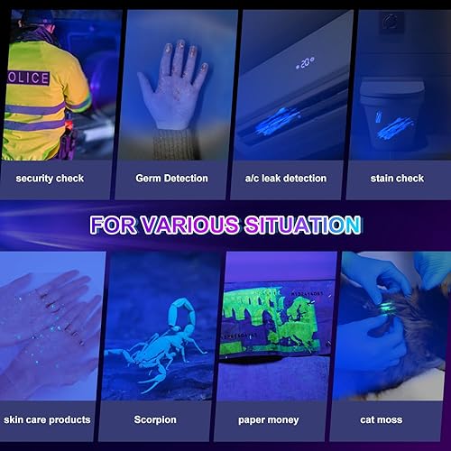 BlueYu 30W UV Torcia, Ricaricabili USB 365nm a Luce Nera, Luce UV di Urina di Cane Gatto per Animali Domestici, Vetro di Uranio, Scorpioni e Polimerizzazione Resina - Honorern