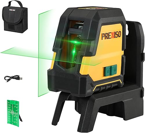 PREXISO 30M Livella Laser Autolivellante, Linea Laser Verde a Croce, 3 Modalità, Autolivellante e Manuale, Orizzontale e Verticale, 360° Supporto Magnetico, Ricarica USB con batteria 2600mAh - Honorern