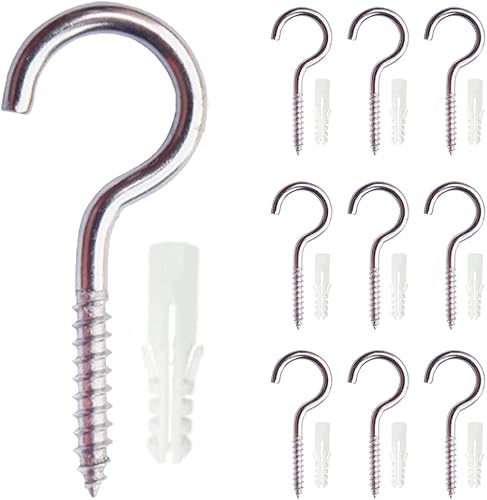 10 Pezzi Ganci a Soffitto, Vite Occhielli Gancio a Vite Inox, Gancio a Vite in Acciaio Inox da Soffitto, Con 10 pzs Tubo di Espansione, Per Usi Interni Ed Esterni, Pianta, Decorazioni Natalizie - Honorern
