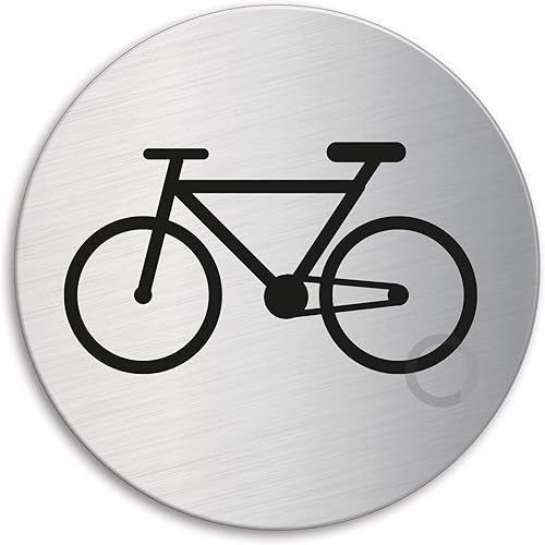 Cartello Parcheggio Biciclette | Targhette Targa acciaio inox Ø 75 mm autoadesivo No.39240 - Honorern