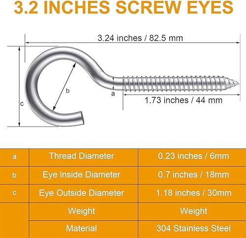 10 Pezzi Ganci a Soffitto, Vite Occhielli Gancio a Vite Inox, Gancio a Vite in Acciaio Inox da Soffitto, Con 10 pzs Tubo di Espansione, Per Usi Interni Ed Esterni, Pianta, Decorazioni Natalizie - Honorern